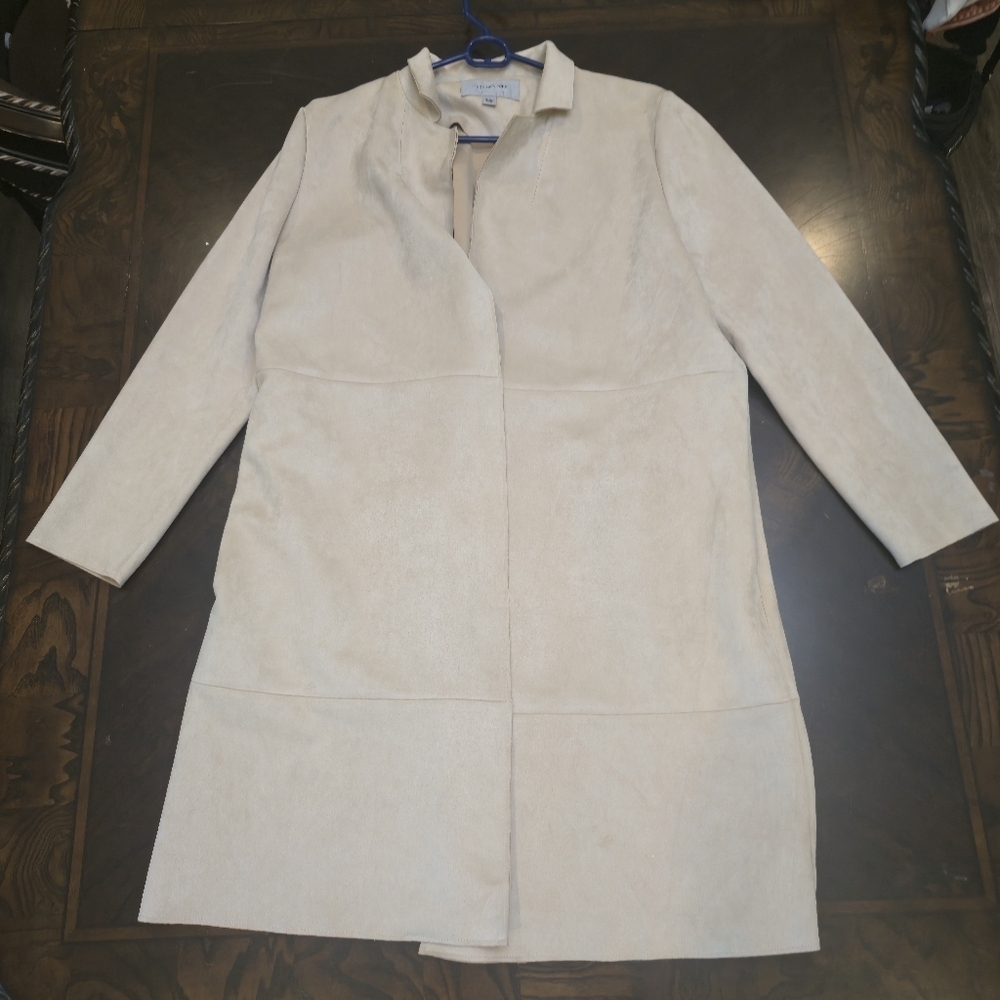 Marc New York OPEN JACKET MICROSUEDE cream ivory off-white pale beige Size Large - Picture 12 of 17